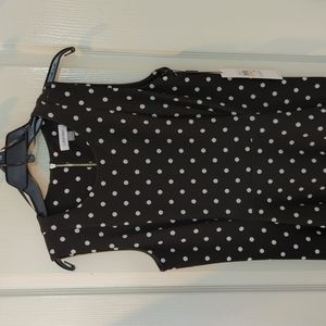 Calvin Klein black and white polka dot mid calf  length dress in size 10. NWT!
